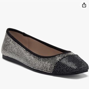 INC Womens Black Rhinestone Cushioned Square Toe Slip On Dress Flats 9.5